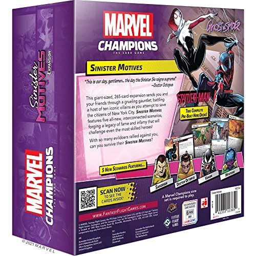 Fantasy Flight Games | Marvel Champions: Sinister Motives Expansion | Juego de Cartas | A Partir de 14 años | 1-4 Jugadores | 45-90 Minutos de Tiempo de Juego