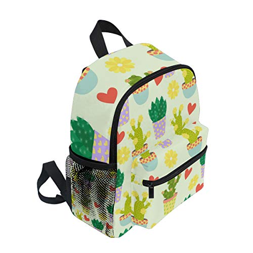 FANTAZIO mochila escolar elemental lindo cactu flores y corazones Bookbag