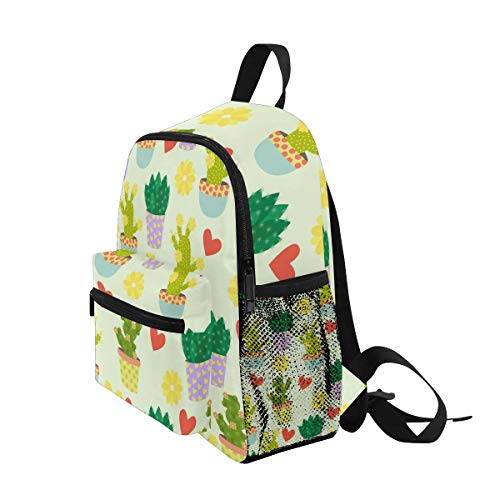 FANTAZIO mochila escolar elemental lindo cactu flores y corazones Bookbag