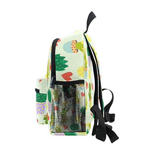 FANTAZIO mochila escolar elemental lindo cactu flores y corazones Bookbag