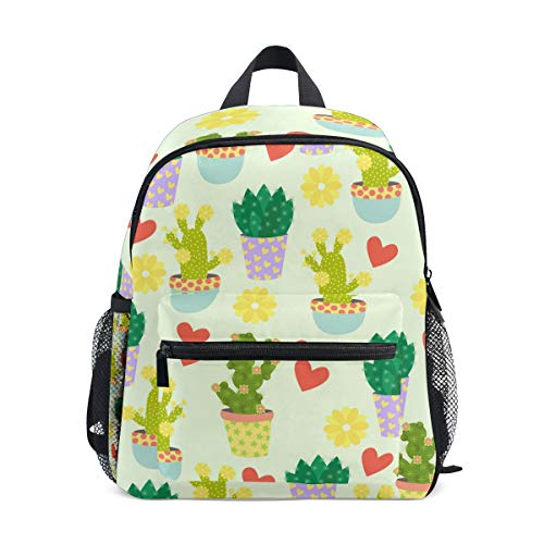 FANTAZIO mochila escolar elemental lindo cactu flores y corazones Bookbag