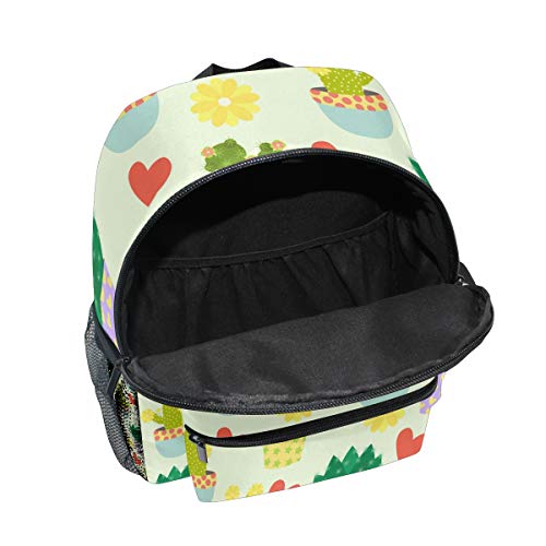 FANTAZIO mochila escolar elemental lindo cactu flores y corazones Bookbag