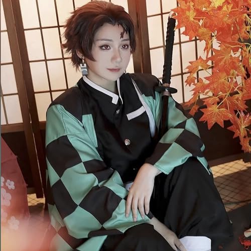 Fatcoilo Cosplay Anime, Anime Disfraz Halloween, Tanjiro Cosplay, Nezuko Cosplay, Kamado, Halloween Disfraz Mujer Hombre (L, tanjiro)