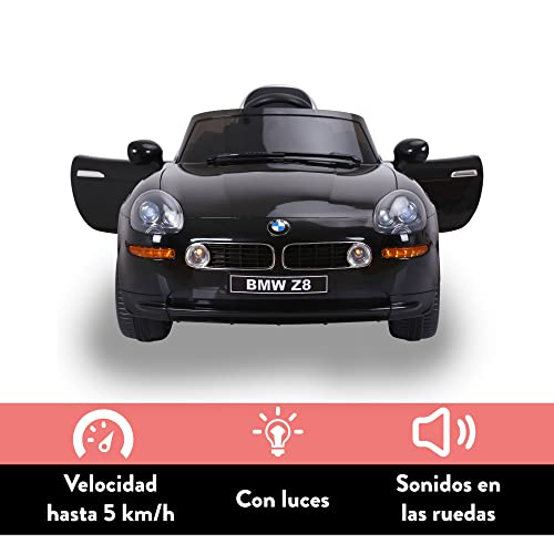 FEBER – BMW Z8 Negro 12V R/C, coche eléctrico de 1 plaza con radiocontrol y detalles de coche reales: faros con luz, 3 velocidades, asiento ergonómico, de 3 a 8 años, FAMOSA (800013446)