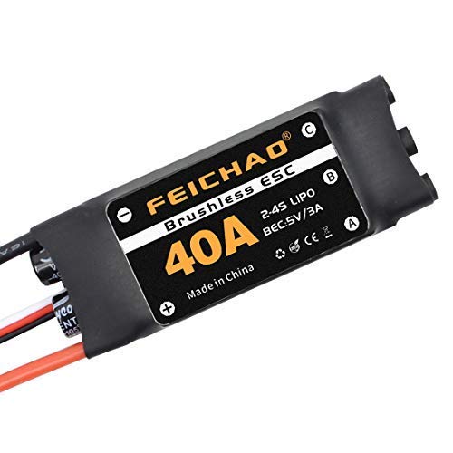 FEICHAO 4Pcs 40A Brushless ESC 2-4S Controlador de Velocidad con 5V 3A BEC para ala Fija DIY RC Multi-Axis Aircraft Drone Helicopter (Short Cable)