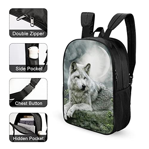 FEIGENBAOMU Mochila escolar para niños Lobo solitario en la luna Mochila para niños adultos Mochila de viaje para hombres, mujeres y niños (42x30x13cm) Mochila 3D Cool