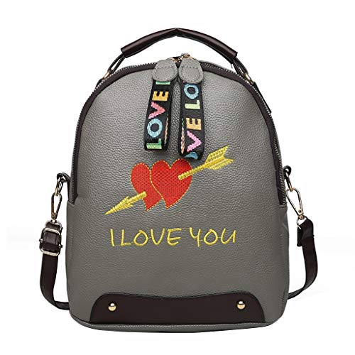 fhdc Mochila Mochila De Cuero Retro Bordado De Mujeres Joker Corazón Bandolera Bandolera Pequeñas Bolsas Cuadradas Simples   Gris