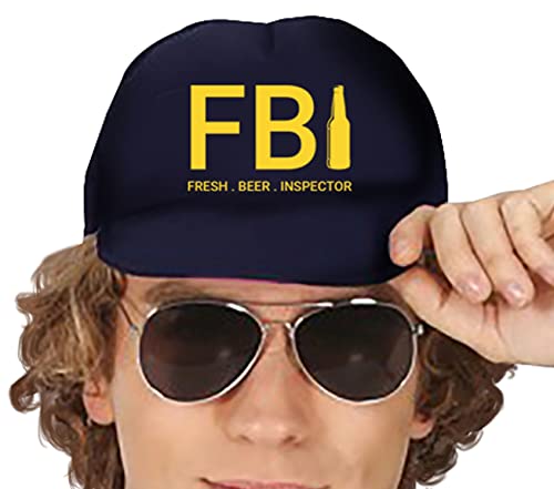 FIESTAS GUIRCA Disfraz Divertido FBI Cervecero - Fresh Beer Inspector con Gorra FBI, Chaqueta Policía y Cinturón con Sujeta Cervezas para Hombre Adulto Talla L 52-54