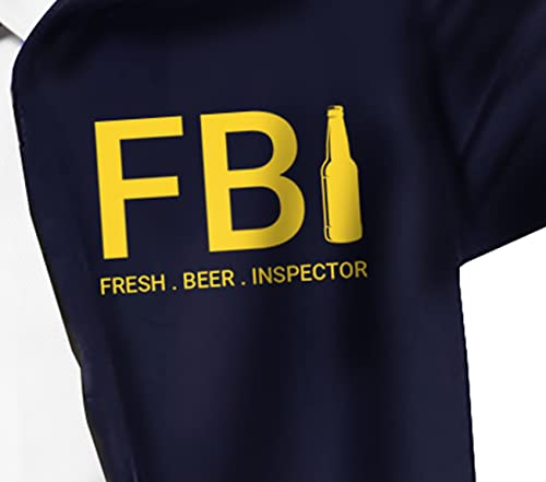 FIESTAS GUIRCA Disfraz Divertido FBI Cervecero - Fresh Beer Inspector con Gorra FBI, Chaqueta Policía y Cinturón con Sujeta Cervezas para Hombre Adulto Talla L 52-54