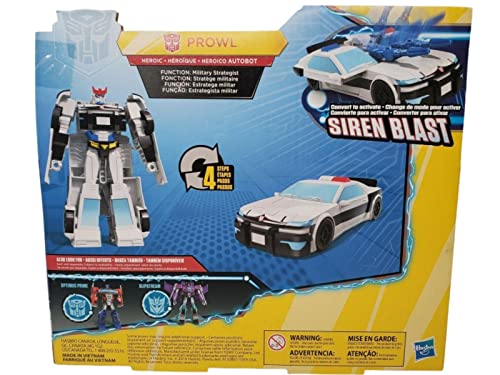 Figura de acción Transformers de 17 cm en blíster – Serie "Cyberverse Siren Blast" robot "Prowl" – Transformers juguetes infantiles individuales transformables – Figura de acción E4802 Blanco