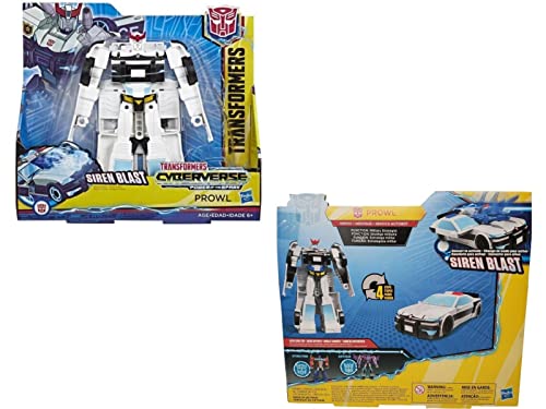 Figura de acción Transformers de 17 cm en blíster – Serie "Cyberverse Siren Blast" robot "Prowl" – Transformers juguetes infantiles individuales transformables – Figura de acción E4802 Blanco