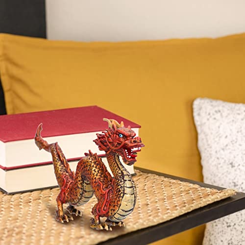 Figura de dragón chino simulado, juguete de animales salvajes, suministros de decoración para fiestas, adornos modelo(Chinese Red Dragon)