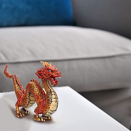 Figura de dragón chino simulado, juguete de animales salvajes, suministros de decoración para fiestas, adornos modelo(Chinese Red Dragon)