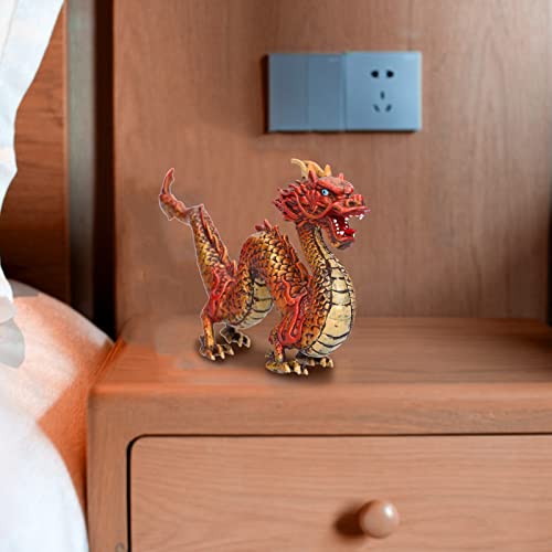 Figura de dragón chino simulado, juguete de animales salvajes, suministros de decoración para fiestas, adornos modelo(Chinese Red Dragon)