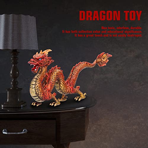 Figura de dragón chino simulado, juguete de animales salvajes, suministros de decoración para fiestas, adornos modelo(Chinese Red Dragon)