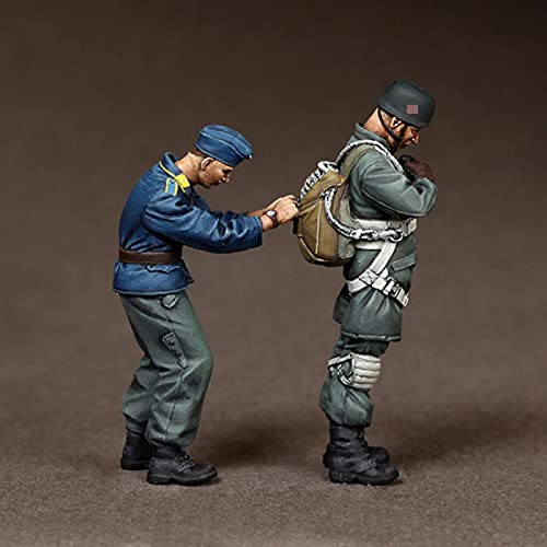 Figuras de Resina de paracaidistas alemanes de la Segunda Guerra Mundial 1/35 (2 Personas)/Kit de miniaturas de Soldado sin Montar y sin pintar/HC-537 Goodmoel