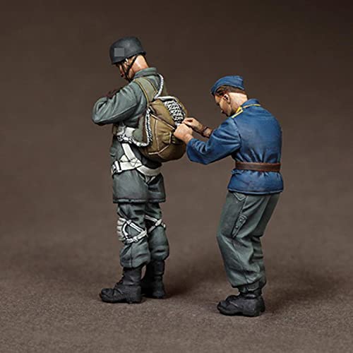 Figuras de Resina de paracaidistas alemanes de la Segunda Guerra Mundial 1/35 (2 Personas)/Kit de miniaturas de Soldado sin Montar y sin pintar/HC-537 Goodmoel