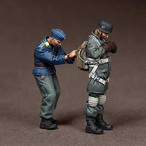 Figuras de Resina de paracaidistas alemanes de la Segunda Guerra Mundial 1/35 (2 Personas)/Kit de miniaturas de Soldado sin Montar y sin pintar/HC-537 Goodmoel