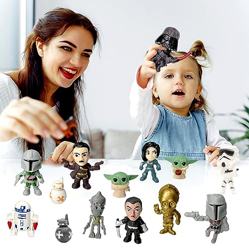 Figuras Star Wars, Figuras Baby Yoda, 14Pcs Star Wars Juguetes, Star Wars Cake Topper, Star Wars Figuras, para Niños Regalo