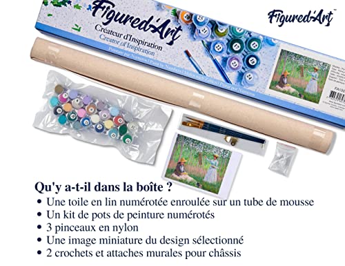 Figured'Art Pintar por Numeros Adultos En el bosque de Giverny - Monet - Manualidades pintura acrilica Kit Cuadro DIY completo - 40x50cm sin bastidor