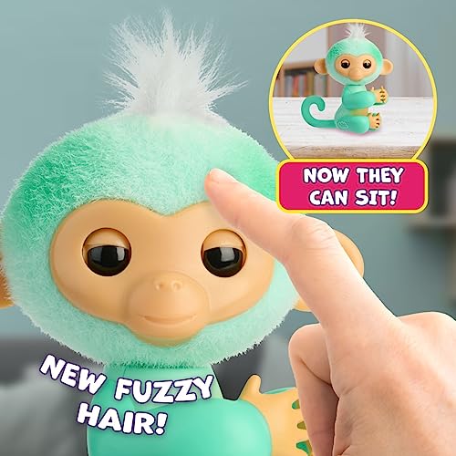 Fingerlings Nuevo Mono bebé Interactivo 2023 reacciona al Tacto - Más de 70 Sonidos y reacciones - AVA (Verde Azulado)