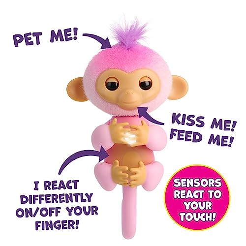 Fingerlings Nuevo Mono bebé Interactivo 2023 reacciona al Tacto - Más de 70 Sonidos y reacciones - Harmony (Rosa)