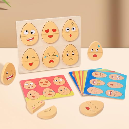 Fiorky Expressions Eggs - Huevos de Pascua de madera con múltiples modos de juego, juguete Montessori, cambio de emociones, educación temprana para niños y niñas