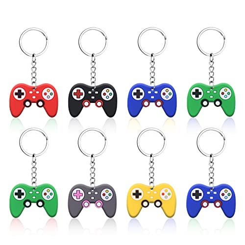 flintronic Llaveros de Videojuegos, 8 Piezas Llavero de Controlador de Juego, Colgante de Asa de Juego,Llavero,Dijes de Mochila, para Suministros de Fiesta de Videojuegos,Regalo de Cumpleaños/Fiesta