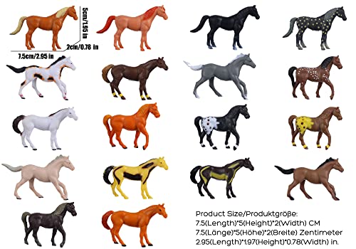 FLORMOON Figuras de Caballo, 18 Piezas de Juguetes de Animales de Caballo pequeño, proyectos de Ciencia, Juguetes educativos de Aprendizaje, Regalo de cumpleaños para niños pequeños