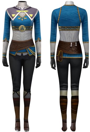 Foanja Princesa Zelda Disfraz Mujere Niña Cosplay Zelda Tears of the Kingdom Uniforme Mono y Orejas de Elfo con Capa Dress Up Halloween Carnaval Fiesta Mascarada Fancy Costume para Adulta Niños