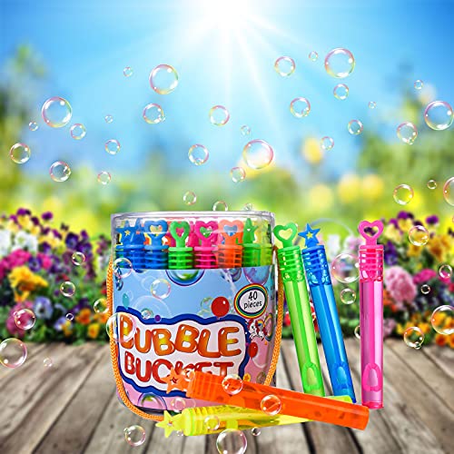 FORMIZON 40 Bote de Burbujas de Jabón, 5 Colores Varitas Burbujas de Jabon Niños, Surtidos Pompas Jabon para Exterior Interior Favores de Fiesta, Burbujas de Jabón de Colores Juguetes para Niños