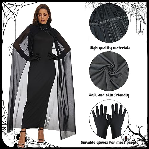 FORMIZON Disfraz de Halloween Mujer, Vestido Negro Halloween Capa con Capuch, Disfraz de Bruja Mujer, Vestido Vampiro Zombie Carnaval, Novia Cosplay Disfraces para Fiesta Halloween Carnaval (XXL)