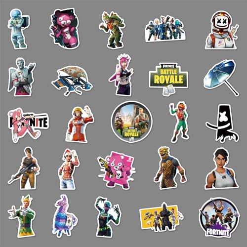 Fortnite - Paquete de 50 calcomanías de juego para monopatín, coche, laptop, botellas de agua, calcomanías de viaje para niños, niñas, adolescentes y adultos