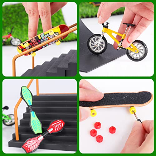 Fowecelt 16 Piezas Finger Scooter Finger Boards Finger Skateboards Finger Board Finger Bike Training Props Fingertips Movimiento Juguetes Juegos para Niños Regalo