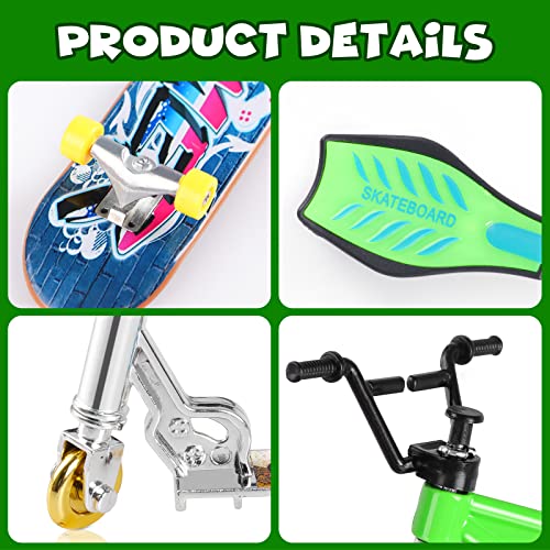 Fowecelt 16 Piezas Finger Scooter Finger Boards Finger Skateboards Finger Board Finger Bike Training Props Fingertips Movimiento Juguetes Juegos para Niños Regalo