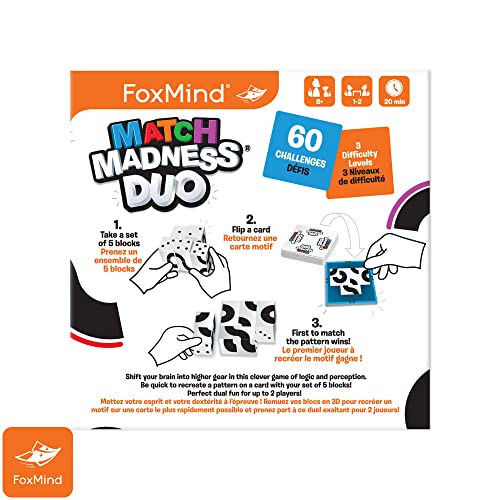 Foxmind Juegos: Match Madness Duo, El juego a juego para pensadores rápidos, ritmo rápido y lleno de acción, hecho para 2 jugadores, para edades de 8 años en adelante