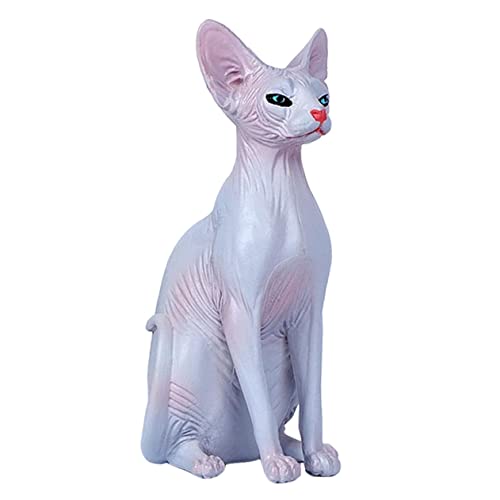 FOYTOKI Gato Sin Pelo Simulado Escultura De Gato Sin Pelo Gato Esfinge Topper De Escritorio Miniatura Estatuilla De Gato Realista Estatua De Gatito Canadá El Plastico Artificial Niño