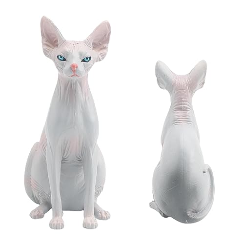 FULVO Modelo de simulación de Gato sin Pelo, Mini Figuras de Gato para Mascotas Juguete esfinge Gato Animales Figura Juguetes, 3.74 * 3.54 * 1.57in Mini Pet Cat Figuritas de Juguete para oficinas