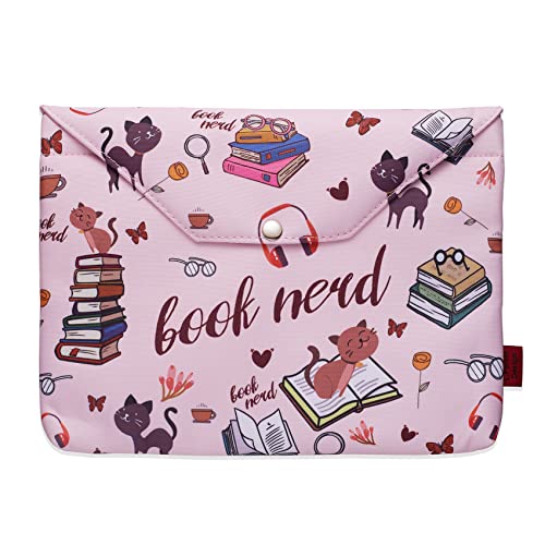 Funda de libro para amantes de los libros, protector de libro nerd de libro, fundas de libro para tapa blanda, fundas de libro con cremallera con tela acolchada, lavable, mediana 11 x 9 pulgadas