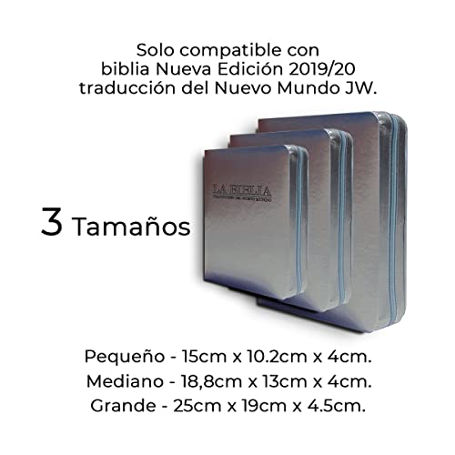 Funda para Biblia - Compatible solo con Nueva Edición Traducción del Nuevo Mundo - 3 tamaños - Personalizable - con cremallera (Personalizar Nombre, Grande)