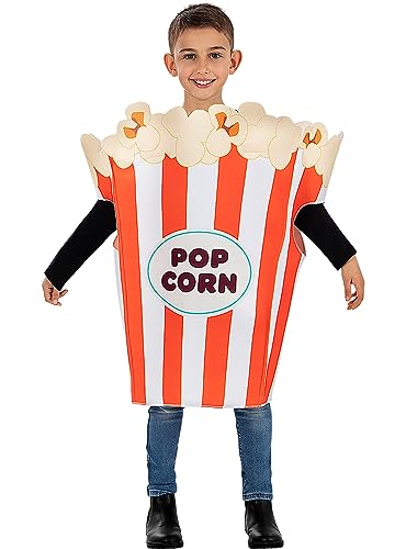 Funidelia | Disfraz de bolsa de palomitas para niño y niña Comida, Popcorn - Disfraz para niños y divertidos accesorios para Fiestas, Carnaval y Halloween - Talla 7-12 años - Blanco