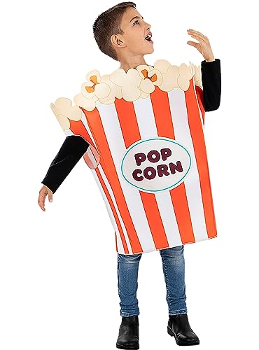 Funidelia | Disfraz de bolsa de palomitas para niño y niña Comida, Popcorn - Disfraz para niños y divertidos accesorios para Fiestas, Carnaval y Halloween - Talla 7-12 años - Blanco