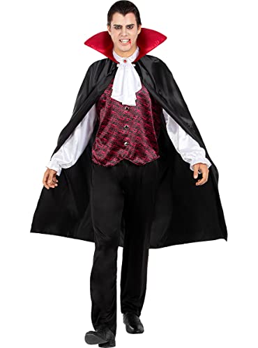 Funidelia | Disfraz de Conde Drácula para hombre Halloween, Terror, Dracula, Vampire - Disfraz para adultos y divertidos accesorios para Fiestas, Carnaval y Halloween - Talla L - Negro