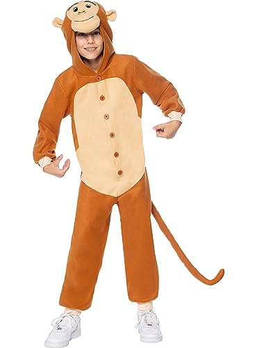 Funidelia | Disfraz de Mono Onesie para niño y niña Animales, Chimpancé, Gorila - Disfraz para niños y Divertidos Accesorios para Fiestas, Carnaval y Halloween - Talla 3-4 años - Marrón