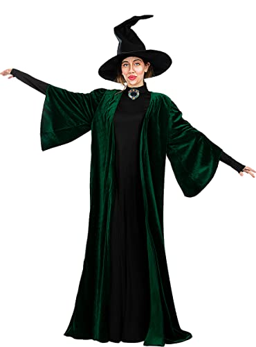 Funidelia | Disfraz de Profesora McGonagall - Harry Potter para mujer Magos, Gryffindor, Hogwarts - Disfraces para adultos, accesorios para Fiestas, Carnaval y Halloween - Talla M-L - Verde oscuro