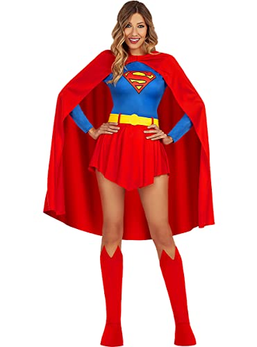 Funidelia | Disfraz de Supergirl para mujer Kara Zor-El, Superhéroes, DC Comics - Disfraz para adultos y divertidos accesorios para Fiestas, Carnaval y Halloween - Talla L - Rojo