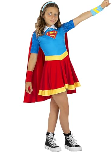 Funidelia | Disfraz de Supergirl Super Hero Girls para niña Kara Zor-El, Superhéroes, DC Comics - Disfraces para niños, accesorios para Fiestas, Carnaval y Halloween - Talla 3-4 años - Rojo