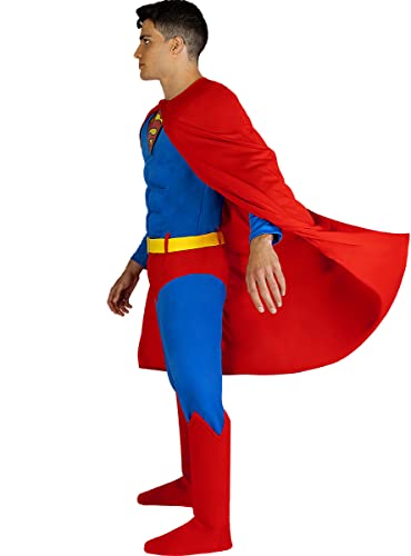 Funidelia | Disfraz de Superman Lights On! para hombre Superhéroes, DC Comics, Justice League - Disfraz para adultos y divertidos accesorios para Fiestas, Carnaval y Halloween - Talla L - Azul