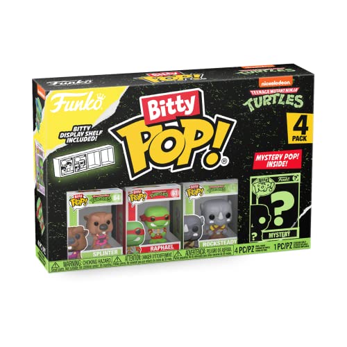 Funko Bitty Pop! Teenage Mutant Ninja Turtles - Splinter, Raphael, Rocksteady Y una Minifigura Misteriosa Sorpresa - 0.9 Inch (2.2 Cm) - TMNT Coleccionable- Repisa Apilable Incluida - TV Fans