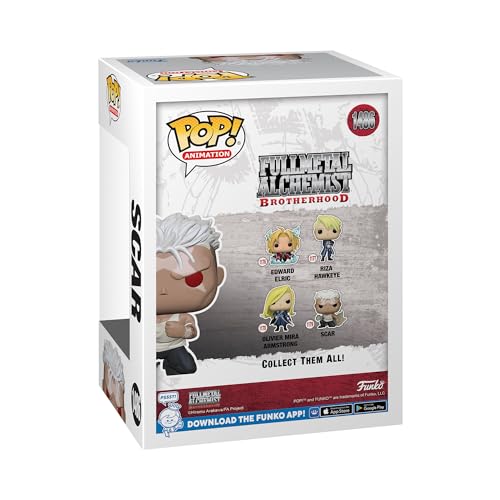 Funko POP! Animation: FMA: B - Scar - Brilla En La Oscuridad - Full Metal Alchemist: Brotherhood - Exclusivo De Amazon - Figuras Miniaturas Coleccionables Para Exhibición - Idea De Regalo